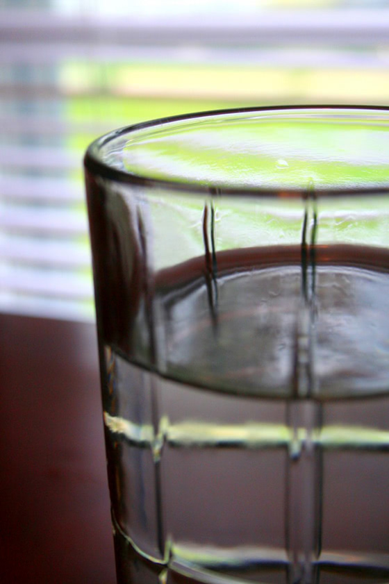hard water in a glass