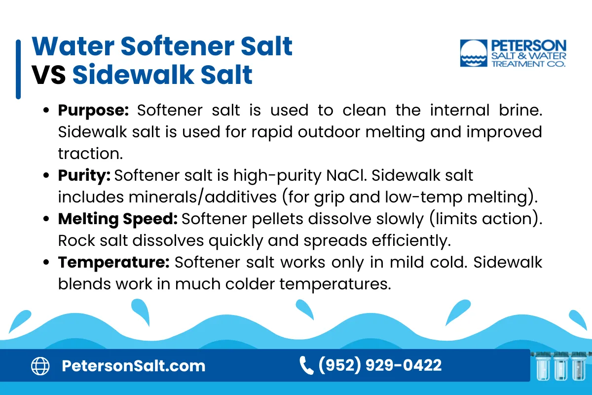 Water Softener Salt vs Sidewalk Salt - The Real Difference. Infographically Explained