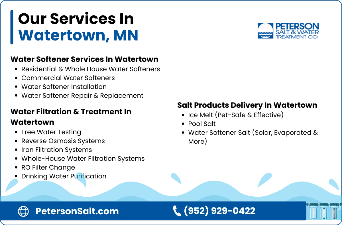 Water softener services and salt delivery in Watertown, MN